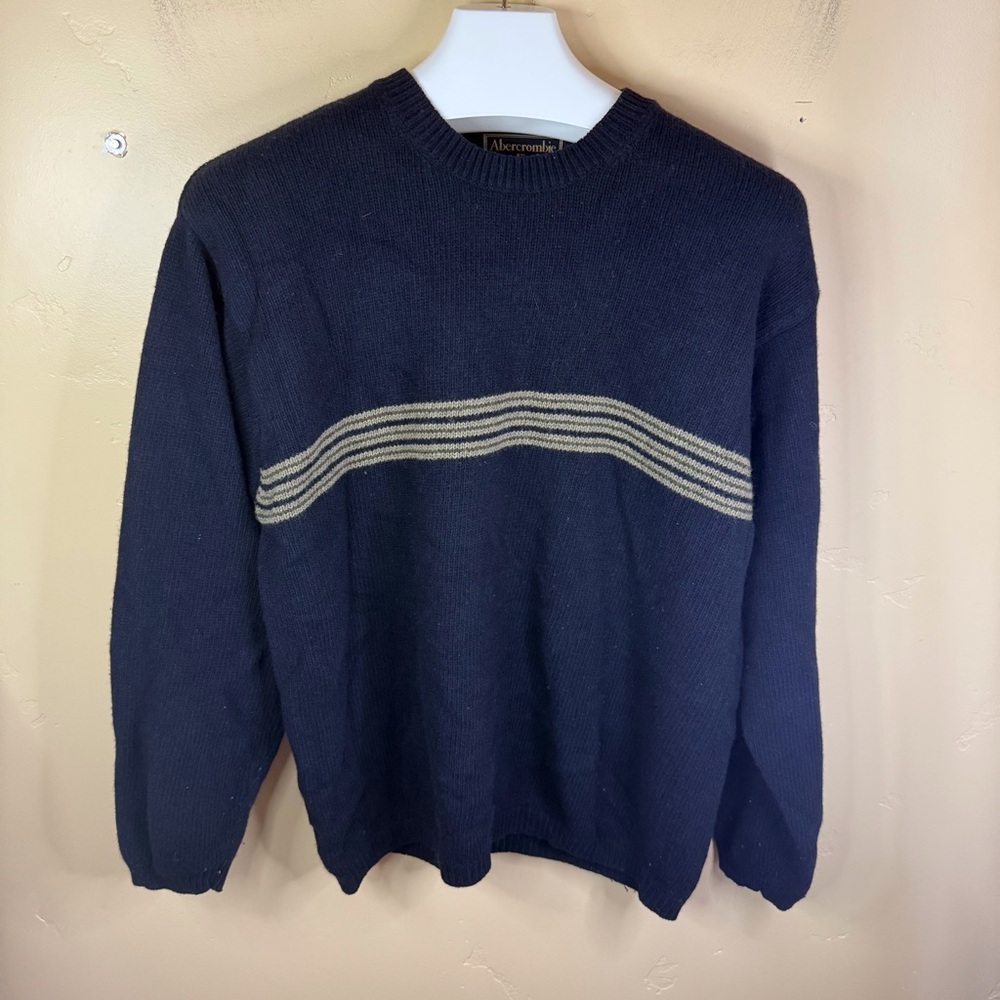 VTG Abercrombie & Fitch Mens Lambswool Preppy‎ Sweater Size XL Black Outdoor